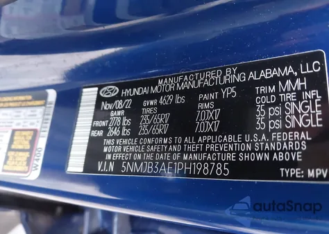 2023 Hyundai Tucson Sel z USA, uszkodzony, nr VIN 5NMJB3AE1PH198785